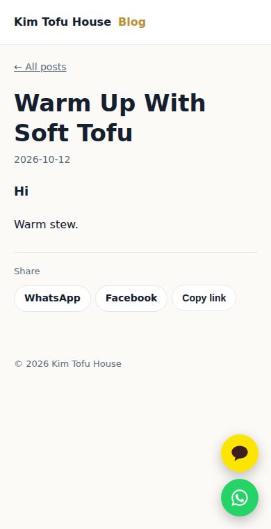 A blog post on a phone with share buttons